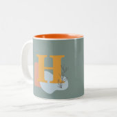 Boho Style Benutzerdefiniertes Monogramm und Name  Zweifarbige Tasse (Vorderseite Links)