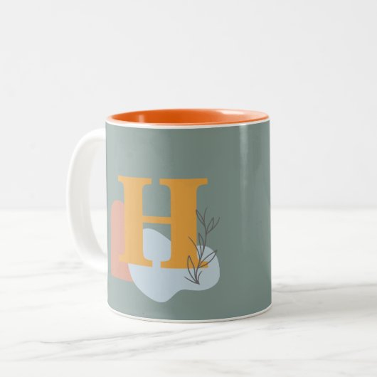 Boho Style Benutzerdefiniertes Monogramm und Name Zweifarbige Tasse (Vorderseite Links)