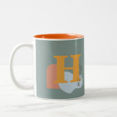 Boho Style Benutzerdefiniertes Monogramm und Name  Zweifarbige Tasse (Links)
