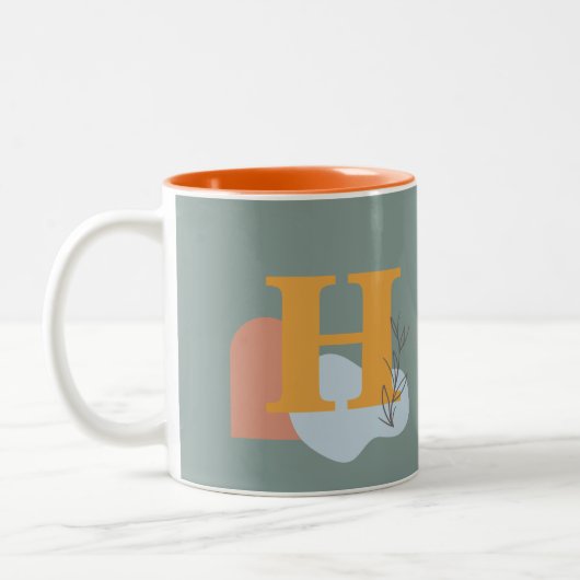 Boho Style Benutzerdefiniertes Monogramm und Name Zweifarbige Tasse (Links)