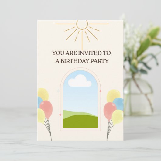 Boho Style Birthday Invitation card Einladung (Stehend Vorderseite)