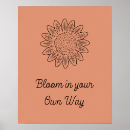 Boho Style Blume Minimalistisch Bloom Motivation Poster
