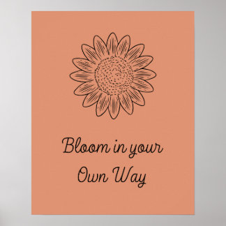 Boho Style Blume Minimalistisch Bloom Motivation Poster
