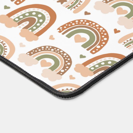 Boho Style Brown Tan Rainbow Herzmuster Schreibtischunterlage (Ecke)