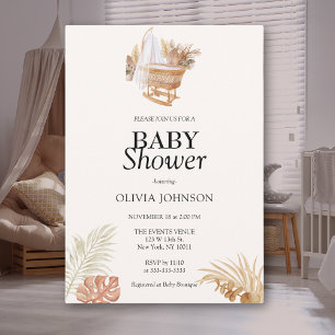 Boho Style Chic Gender Neutral Brown Babydusche Einladung
