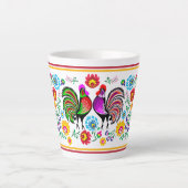 Boho Style Colorful Rooster Pattern Milchtasse (Vorderseite)