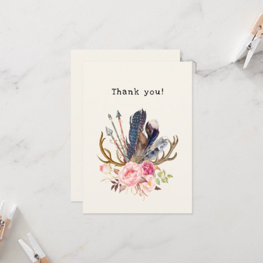 Boho Style Design anpassbar Danke Karte (Vorderseite/Rückseite Beispiel)