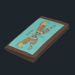 Boho Style Dragonfly Aquamarine Tri-fold Geldbeutel<br><div class="desc">Stilvolle personalisierte Brieftasche mit gemusterter Libellen-Kunst auf aquamarinem Hintergrund (Farbe kann angepasst werden)</div>