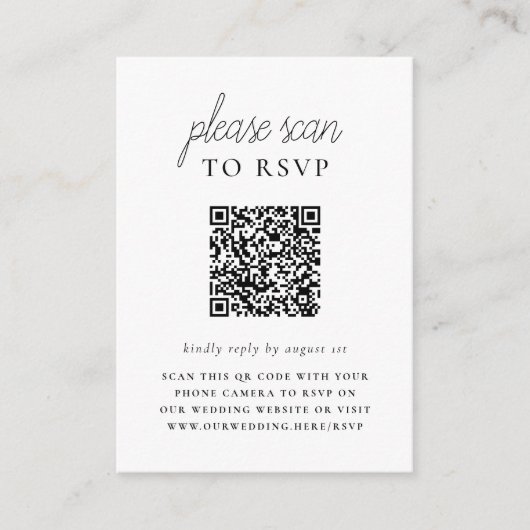 Boho Style & Elegant QR Code Foto Wedding RSVP Begleitkarte (Vorderseite)