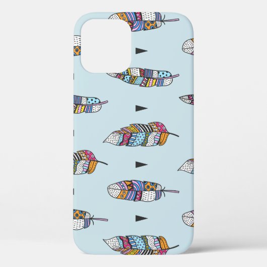 Boho Style Feather Hand Drawn Case-Mate iPhone Hülle (Rückseite)