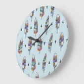 Boho Style Feather Hand Drawn Große Wanduhr (Winkel)