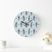 Boho Style Feather Hand Drawn Große Wanduhr (Zuhause)