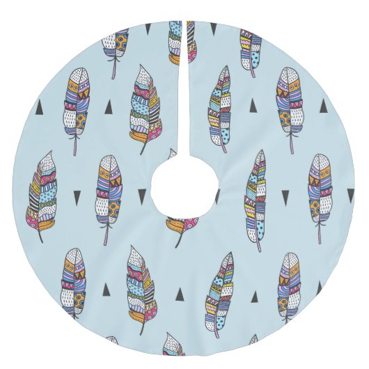 Boho Style Feather Hand Drawn Polyester Weihnachtsbaumdecke (Vorderseite)