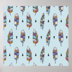 Boho Style Feather Hand Drawn Poster
