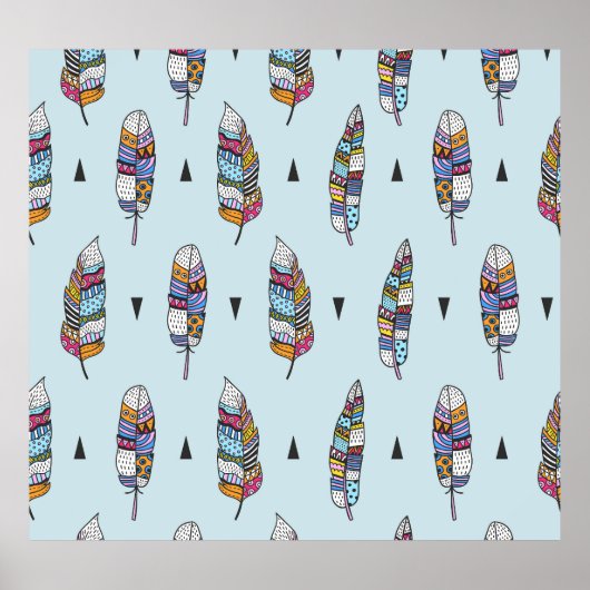 Boho Style Feather Hand Drawn Poster (Vorne)