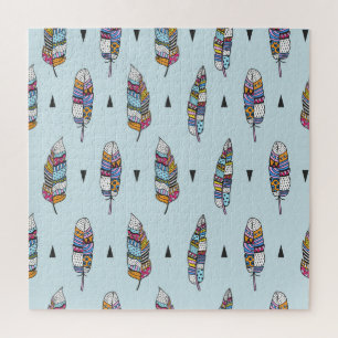 Boho Style Feather Hand Drawn Puzzle
