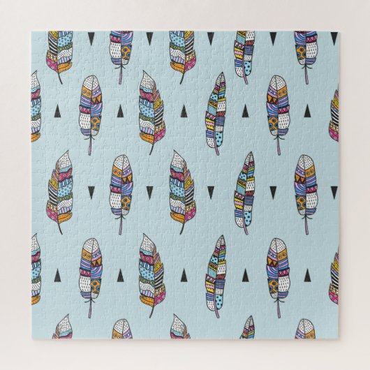 Boho Style Feather Hand Drawn Puzzle (Vertikal)