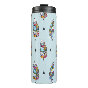 Boho Style Feather Hand Drawn Thermosbecher