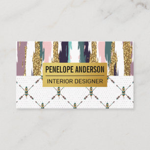 Boho Style   Feather Moderne Abstrakte Muster Visitenkarte