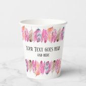 Boho Style Feder Cup mit Ihrem Text Pappbecher (Rückseite)