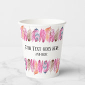Boho Style Feder Cup mit Ihrem Text Pappbecher (Vorderseite)