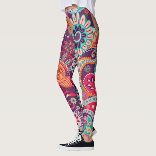 Boho Style Floral Pattern Hippie Frau Leggings (Links)