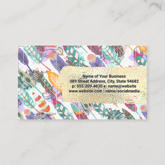 Boho Style | Gold gebürstet | Salon Tools Visitenkarte (Rückseite)