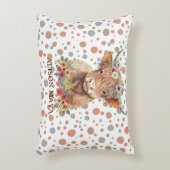Boho Style Highland Cow Natural Niedlich Floral De Dekokissen (Vorderseite(Vertikal))