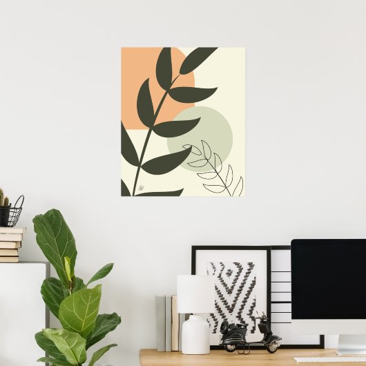 Boho Style Leaf Abstract Poster (Heimbüro)