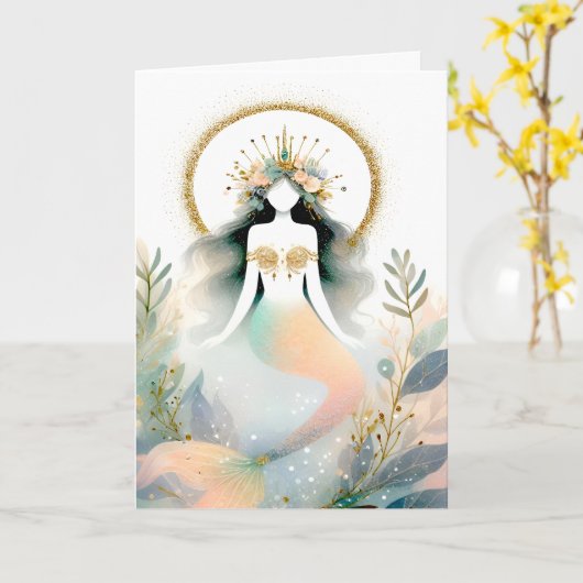 Boho Style Mermaid Card Karte (Gelbe Blume)