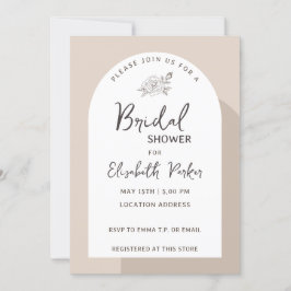 Boho Style Minimalistisch Brown Color Brautparty Einladung