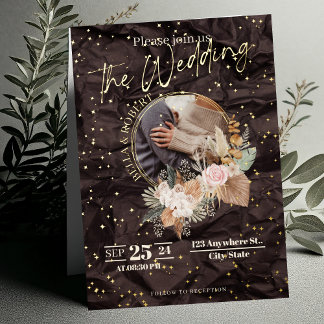 Boho Style mit Gold Star Wedding Foil Einladung
