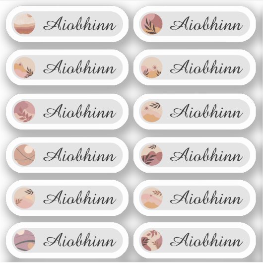 Boho Style Name Stickers Aufkleber (Vorderseite)