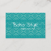 Boho Style Native Blue Pattern Ethnic Monogram Visitenkarte (Vorderseite)
