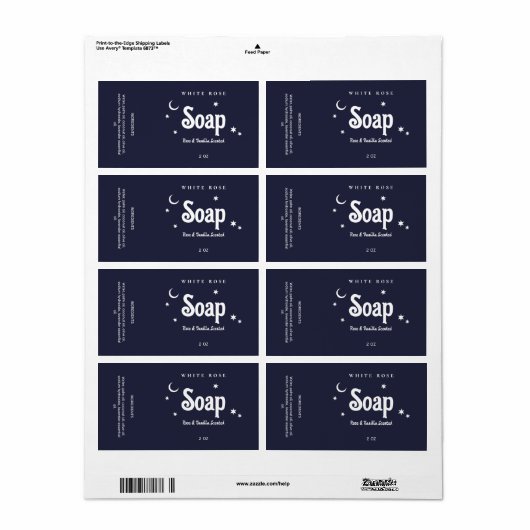 Boho Style Navy Blue Soap Labels (Vorne)