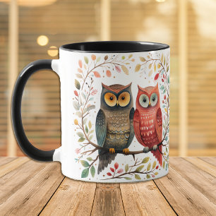 Boho Style Owl Couple Tasse