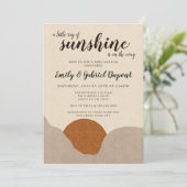 Boho Style Ray of Sunshine Baby Shower Einladung (Stehend Vorderseite)