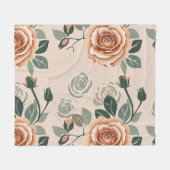 Boho Style Rosen in Pastellorange und Salbeigrün  Fleecedecke (Vorderseite (Horizontal))
