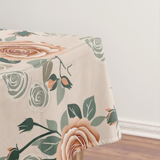 Boho Style Roses In Pastel Orange And Sage Green Tischdecke (Beispiel)