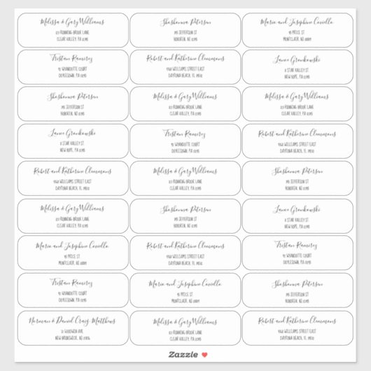 Boho Style Script Letters Guest Address Aufkleber (Blatt)