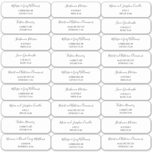 Boho Style Script Letters Guest Address Aufkleber (Vorderseite)