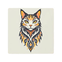 Boho Style Symmetrie Feline Illustration