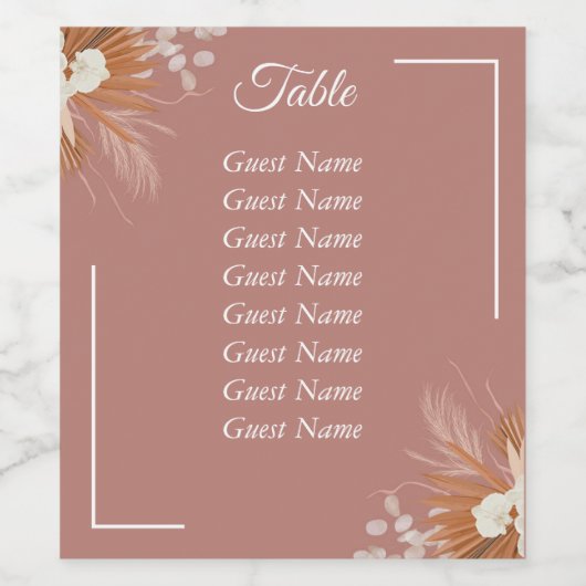 Boho Style Tischsitze Weinetikett (Einzelnes Label)