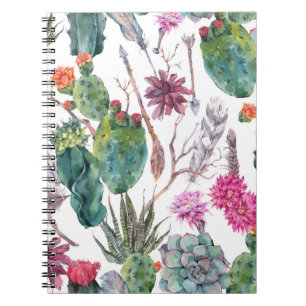 Boho Style, Vintag Cactus Watercolor. Notizblock