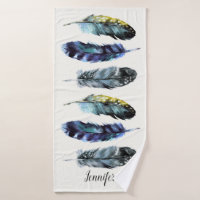 Boho Style Watercolor Feathers Personalisiert