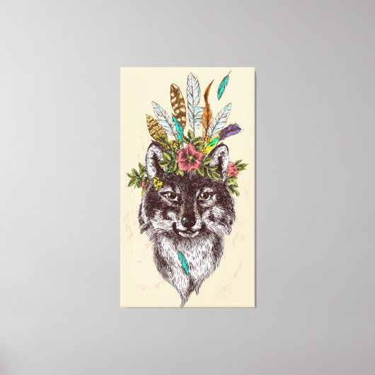 Boho Style Wolf Halo Portrait Leinwanddruck (Vorderseite)