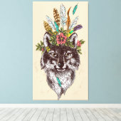 Boho Style Wolf Halo Portrait Leinwanddruck (Insitu (Holzboden))