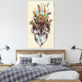 Boho Style Wolf Halo Portrait Leinwanddruck (Insitu (Schlafzimmer))