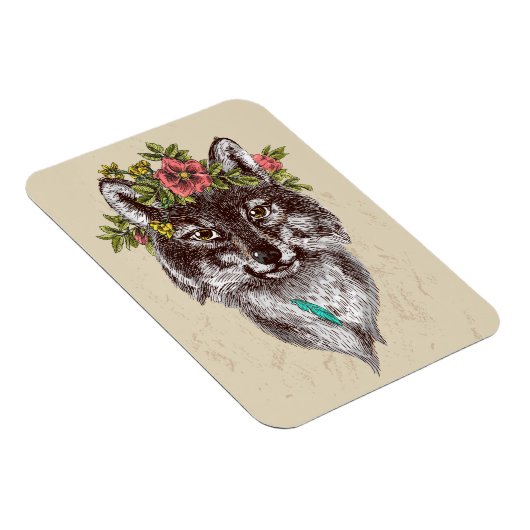 Boho Style Wolf Halo Portrait Magnet (Rechte Seite)