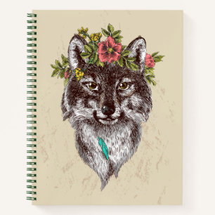 Boho Style Wolf Halo Portrait Notizblock